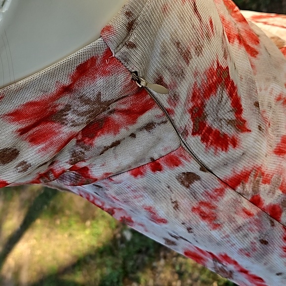 LaBelle Batik Tie Dye style beaded strap short dress size Sm polyester side zip - Picture 4 of 9